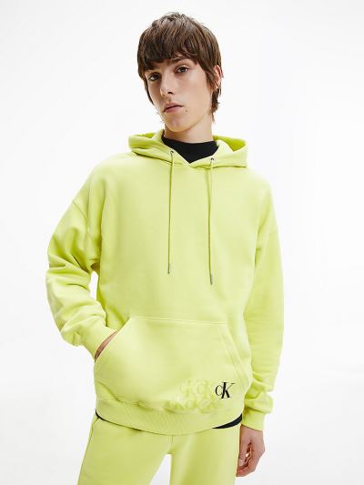 Calvin Klein Ruhák HU327888 | Calvin Klein Organic Cotton Back Logo Férfi Kapucnis Pulóver Világos Z